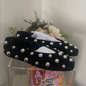 Jeffrey Campbell Black Flats with Silver Studs